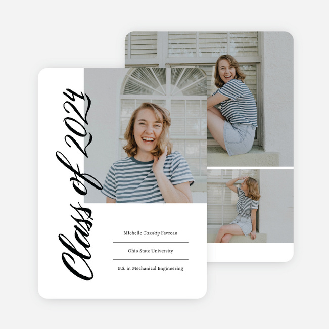 Simple Style Graduation Announcements & Graduation Invitations - White