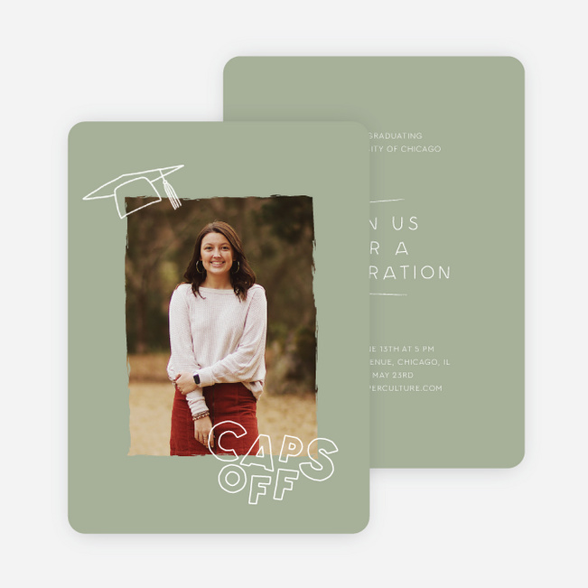 Beyond Caps & Gowns Graduation Announcements & Invitations - Green