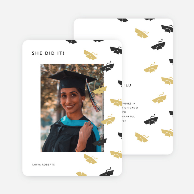 Caps in Flight Graduation Announcements & Invitations - Yellow