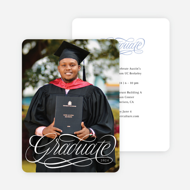 Crafted Scholar Graduation Announcements & Invitations - Blue