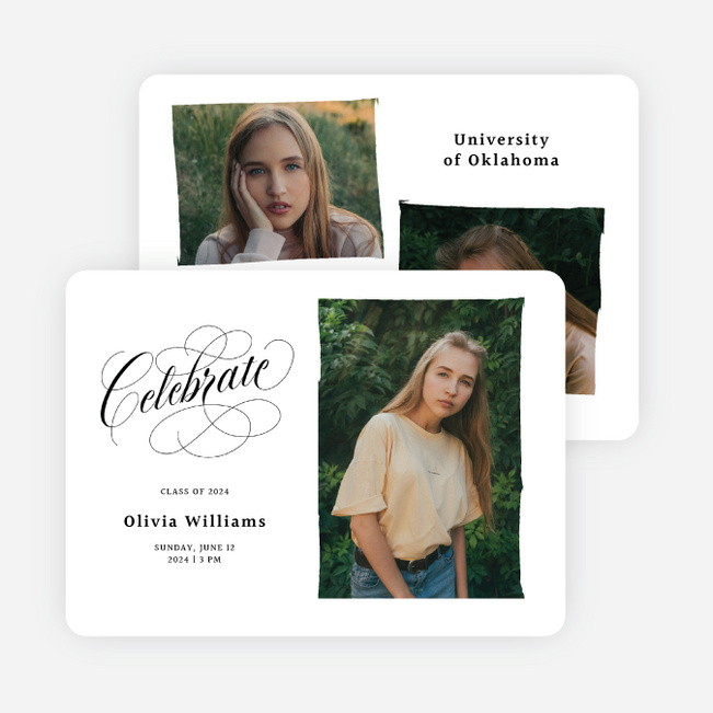 Epic Flourish Graduation Announcements & Invitations - White