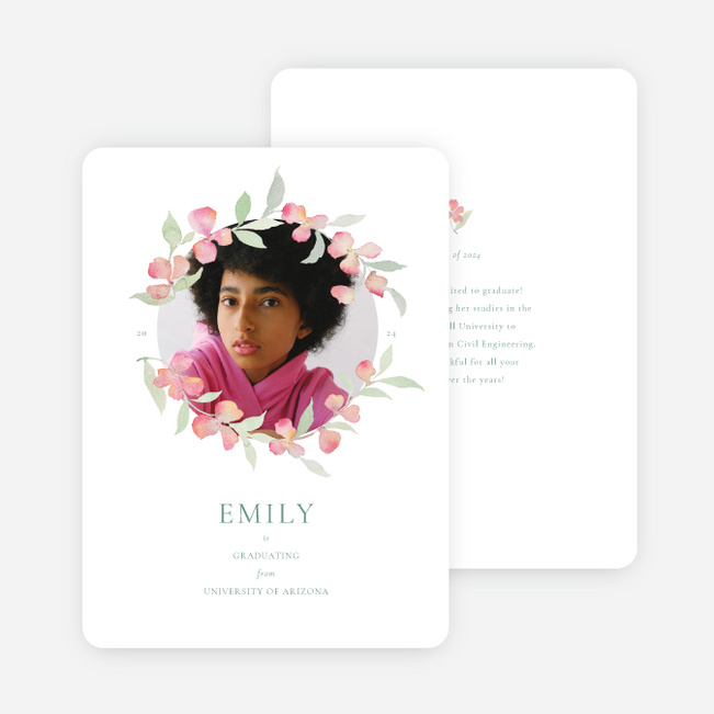 Floral Embrace Graduation Announcements & Invitations - Green