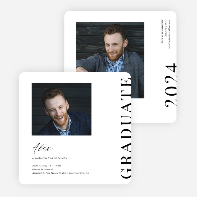 Front Page Achievement Graduation Announcements & Invitations - White