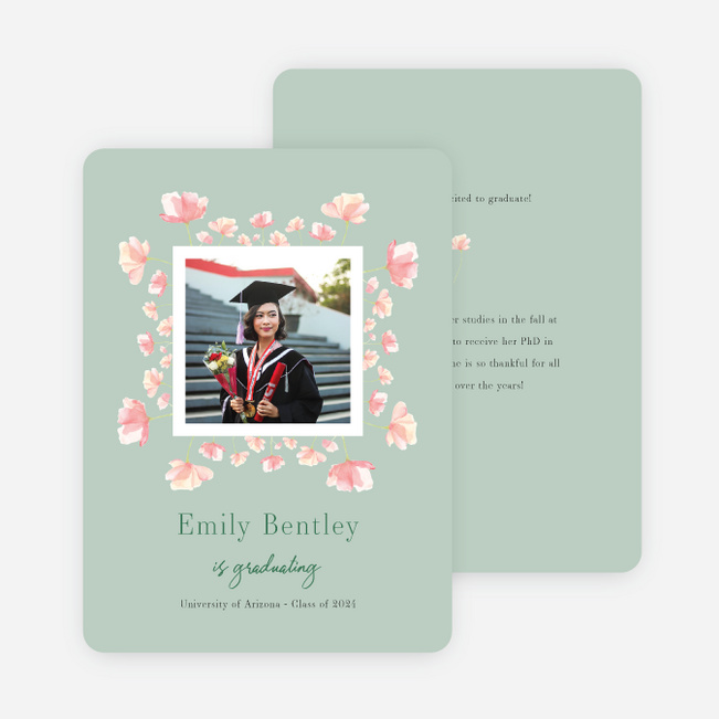 Petals of Wisdom Graduation Announcements & Invitations - Green