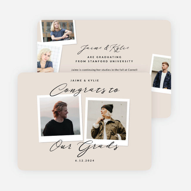 Synchronized Success Graduation Announcements & Invitations - Beige