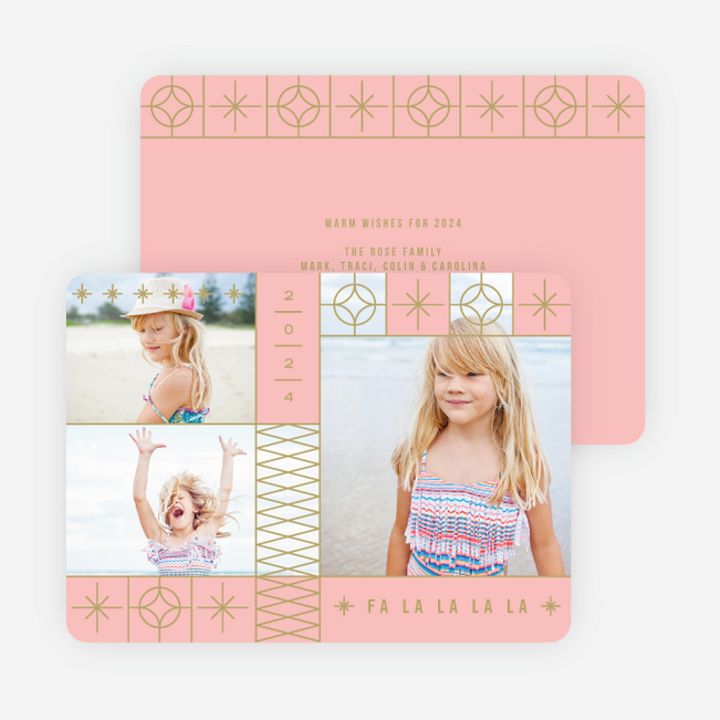 Decorative Stars Christmas Cards - Pink