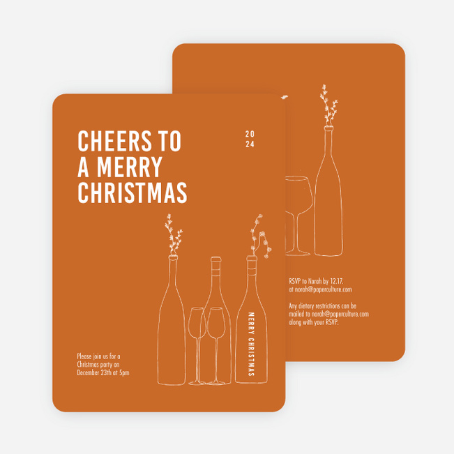 Cheers, It’s Time! Personalized Christmas Cards - Orange