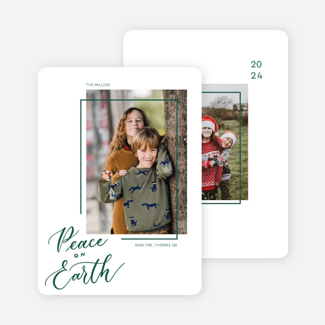 Offset Border Christmas Cards - Green