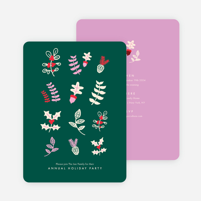 Leafy Soiree Holiday Invitations - Multi