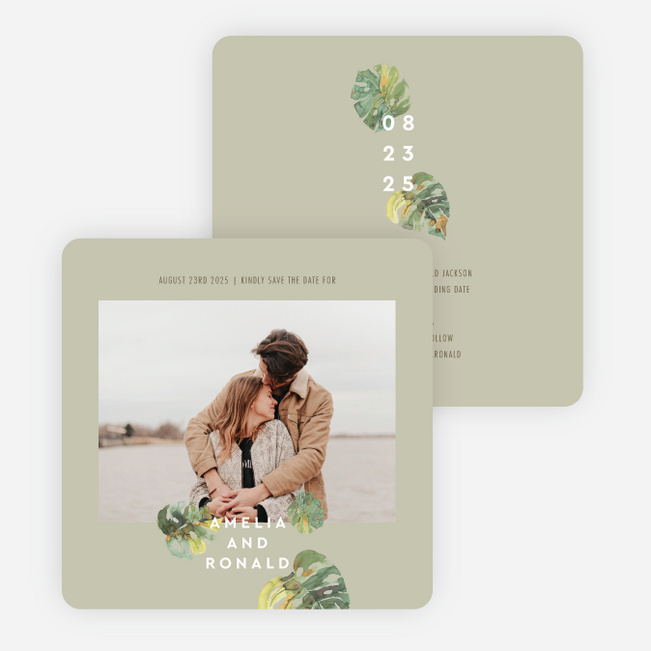 Tropical Palms Save the Date Cards - Green
