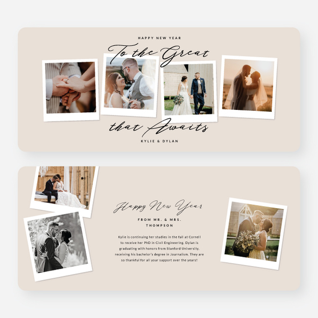 Memory Montage New Year Cards and Invitations - Beige