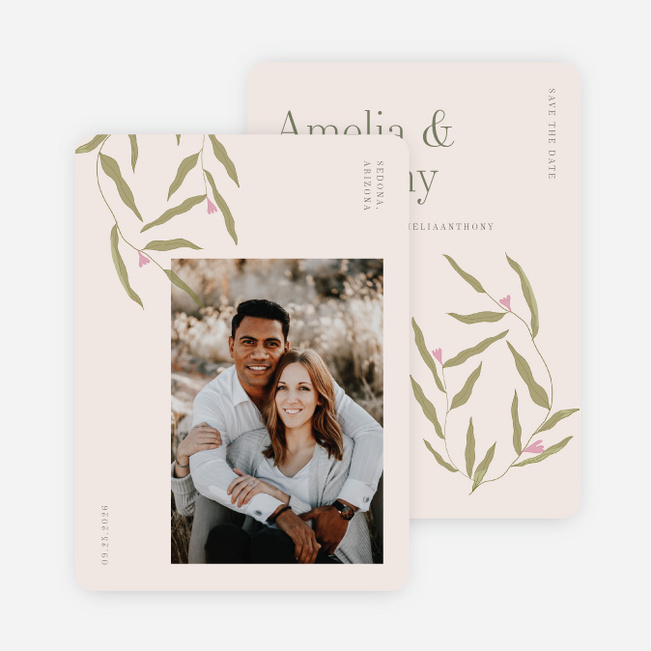Softly Blooming Save the Date Cards - Green