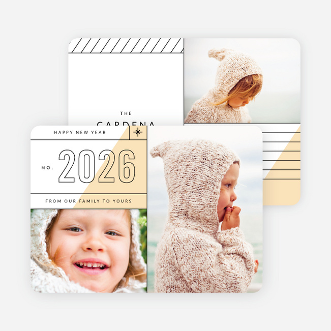 Diagonal Lines New Year Cards - Orange