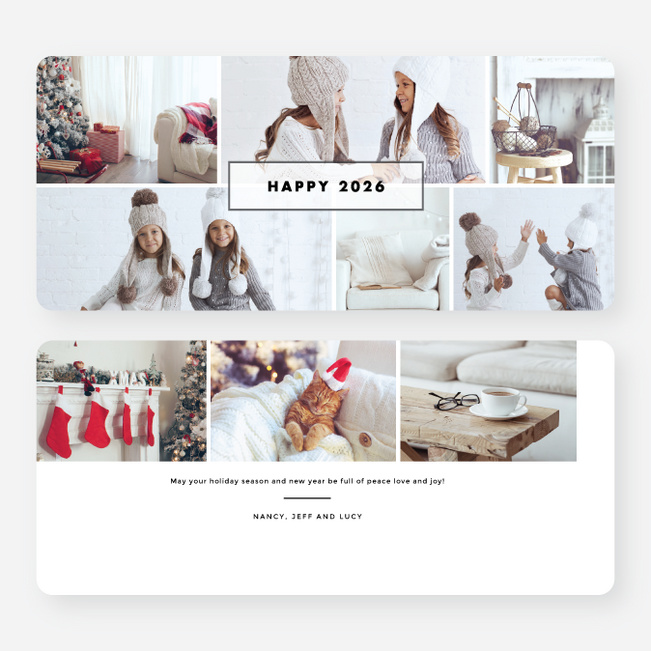 Photo Border New Year Cards - White