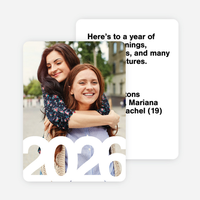Bold Numbers Photo New Years Cards - Black