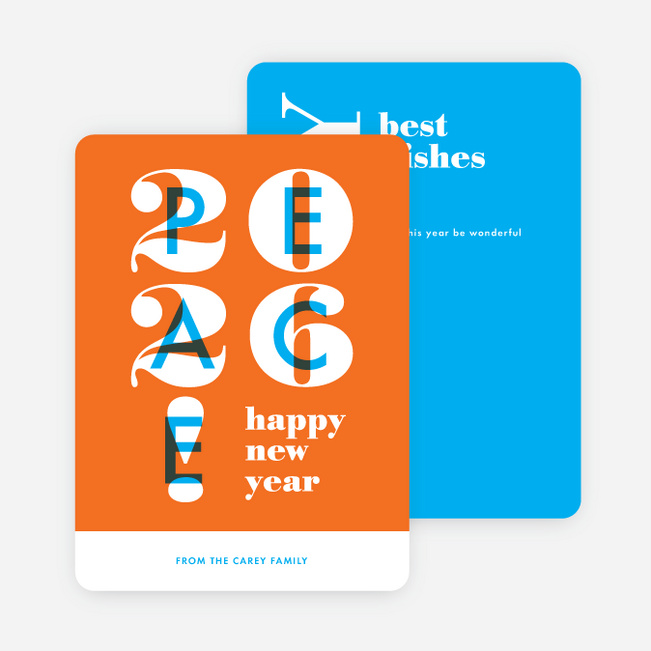 Peace Overlay New Year Cards - Orange