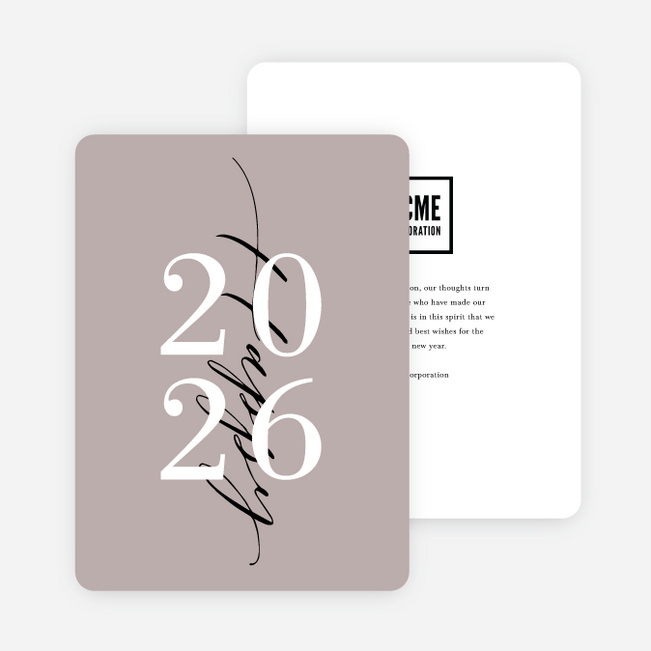 Stacked New Year Company Holiday Cards - Brown