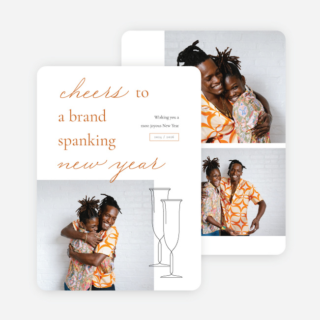 Brand Spanking Cheer New Year Cards and Invitations - Orange