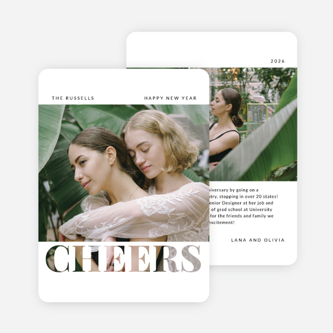 Cheerful Cutout New Year Cards and Invitations - White