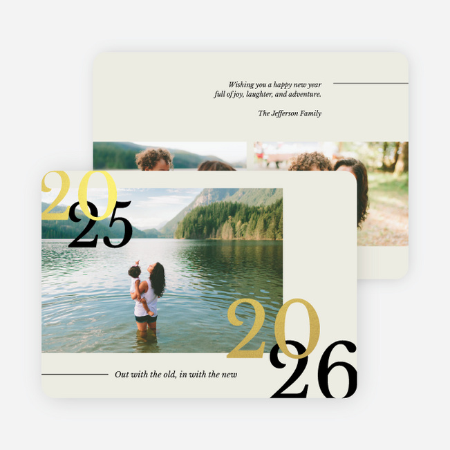 Foil New Outlook New Year Cards and Invitations - Yellow