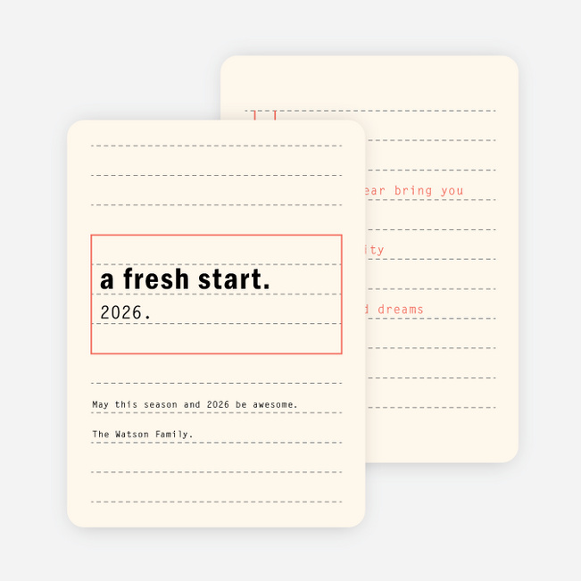 Fresh Start New Year Cards - Beige
