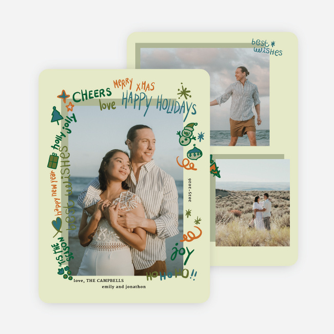 Tis the Season to Doodle Holiday Cards and Invitations - Green
