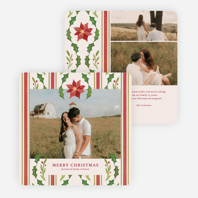 Poinsettia Pop Christmas Cards - Red