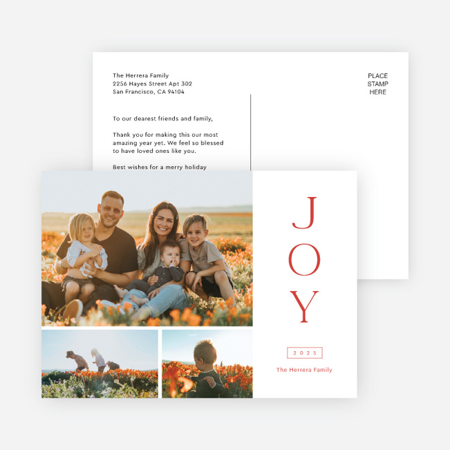 Stacked Grid Multi Photo Holiday Cards - Red