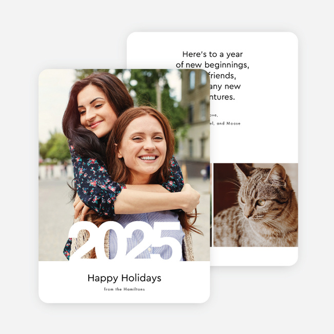 Bold Numbers Photo New Years Cards - Black