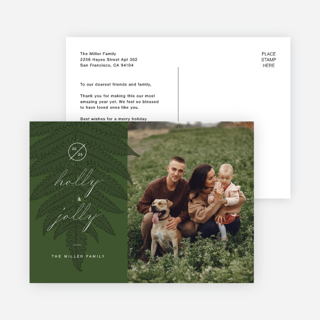 Botanical Watermark Christmas Cards - Green