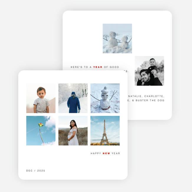 Instant Squares New Year Cards and Invitations - White