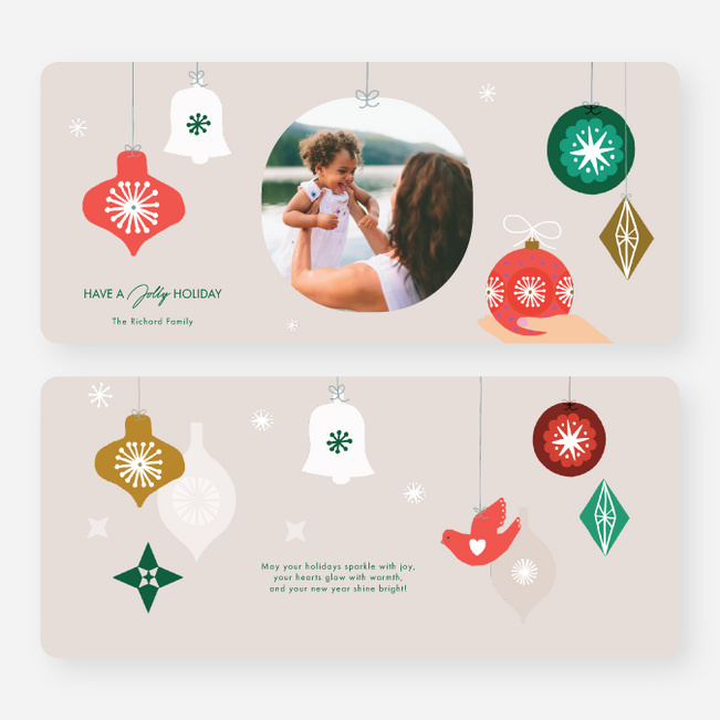 Festive Drop Holiday Cards and Invitations - Beige