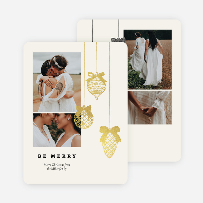 Foil Bow & Bauble Christmas Cards - Yellow