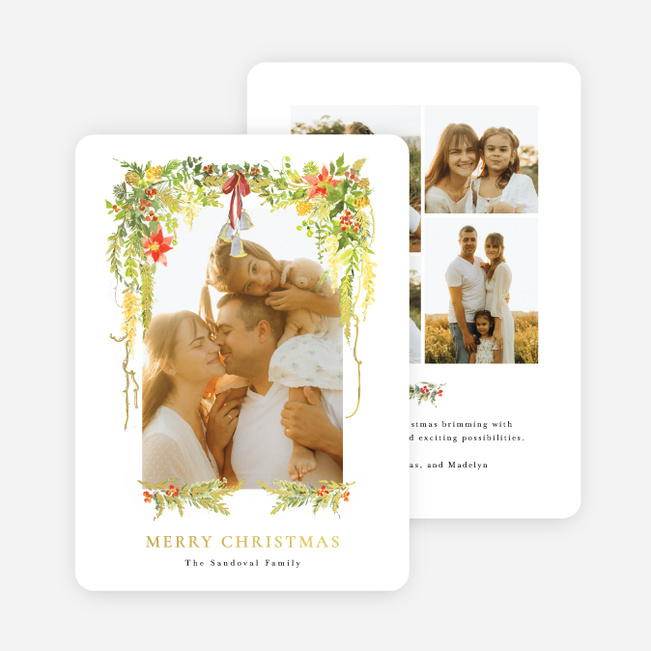 Foil Floral Wash Christmas Cards - Yellow