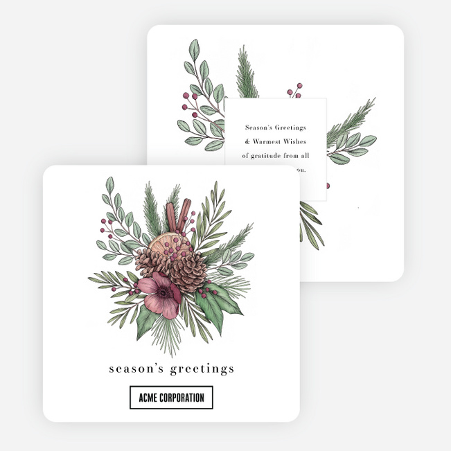 Burst of Cheer Corporate Holiday Cards & Corporate Christmas Cards - White