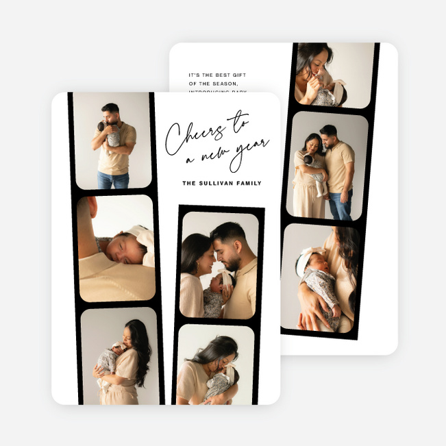 Frame by Frame New Year Cards and Invitations - Black