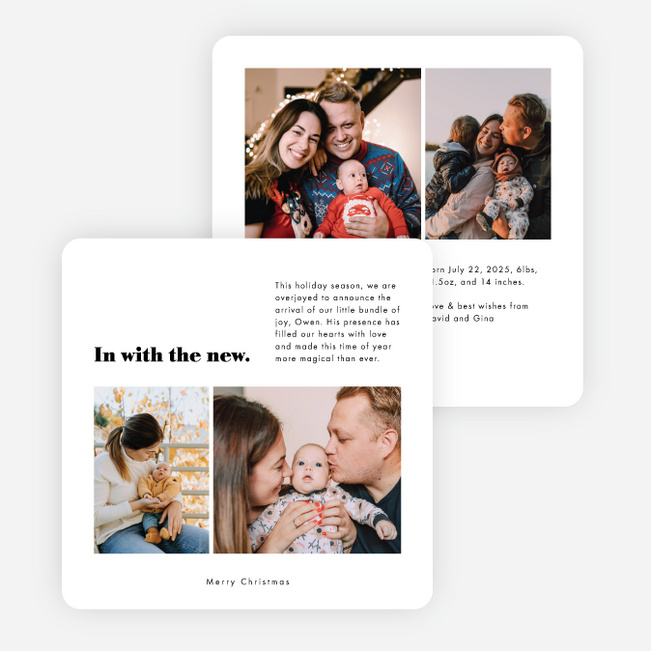 In With the New Christmas Cards - White