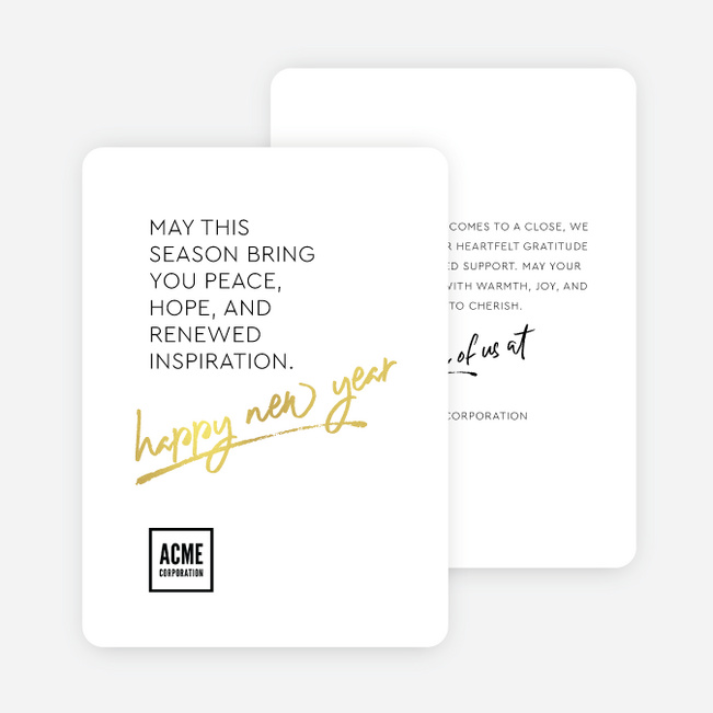 Foil Inspired Appreciation Corporate Holiday Cards & Corporate Christmas Cards - Yellow