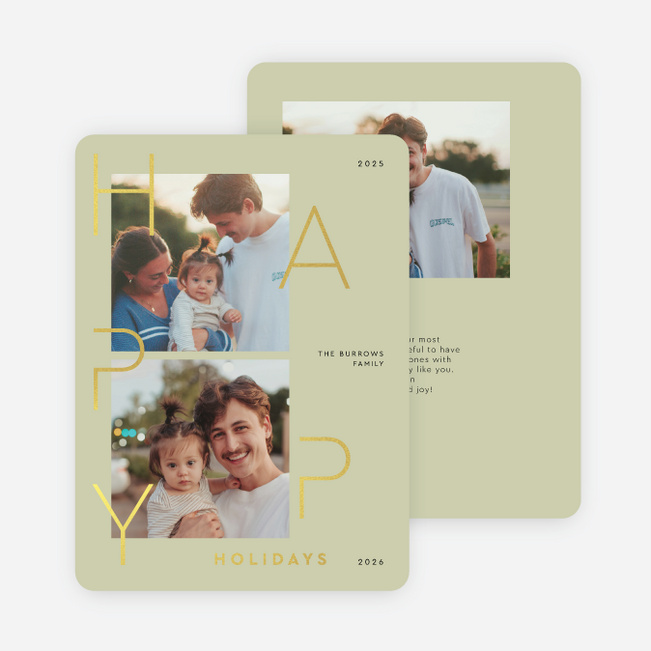 Foil Happy & Bright Holiday Cards and Invitations - Yellow