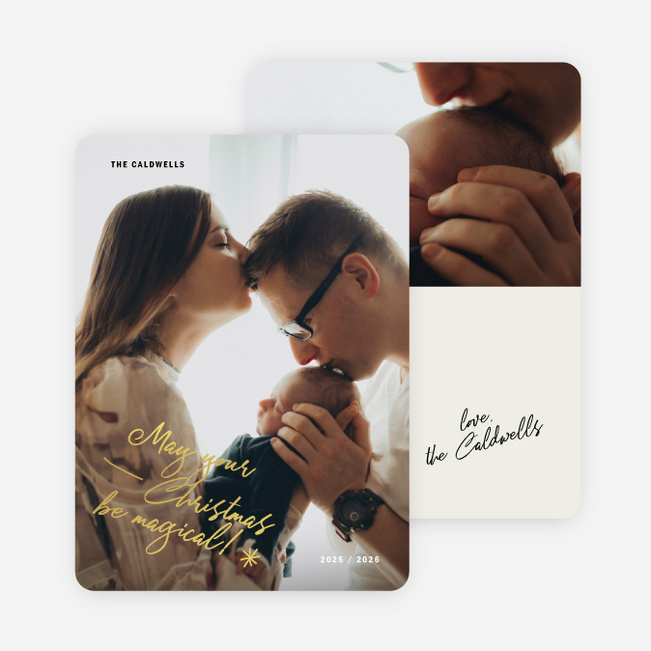 Foil Polished Wishes Christmas Cards - Yellow