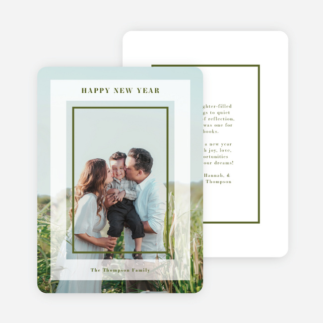 Fresh Outline New Year Cards and Invitations - Green