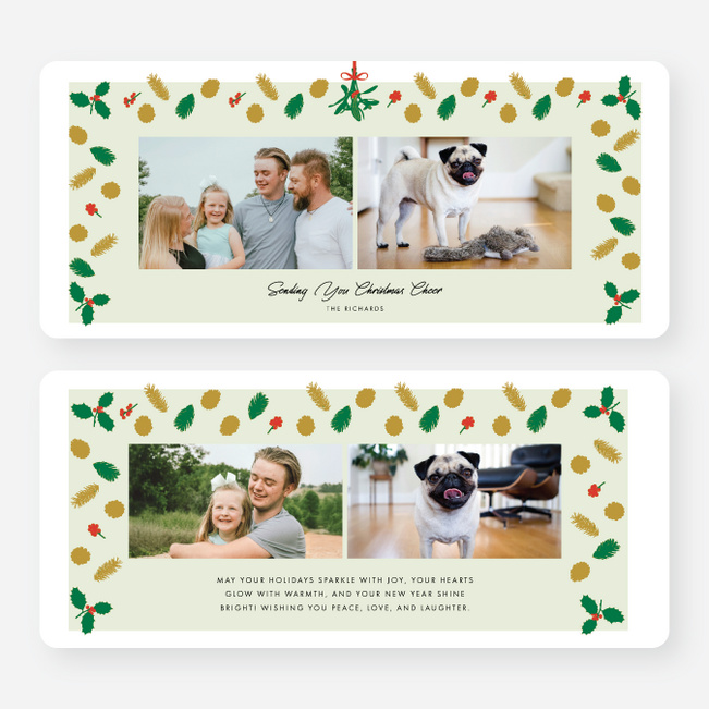 Patterned Pines Christmas Cards - Green