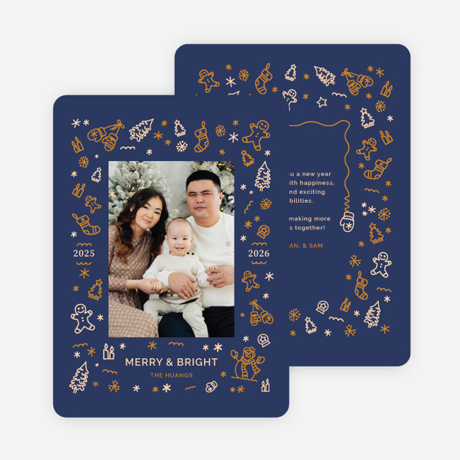 Seasonal Symbols New Year Cards and Invitations - Blue