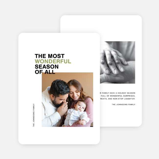 Statement Season Holiday Cards and Invitations - White