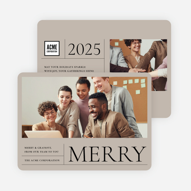 Cheerfully Arranged Corporate Holiday Cards & Corporate Christmas Cards - Beige