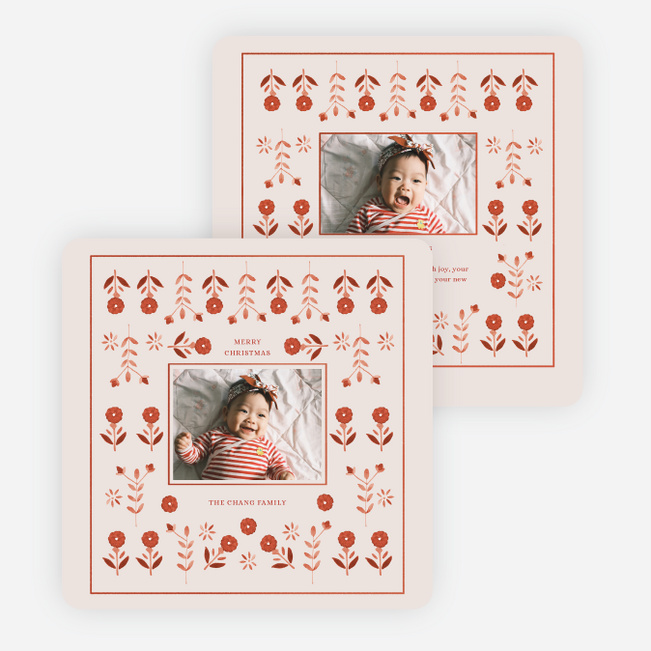 Crimson Folklore Christmas Cards - Beige