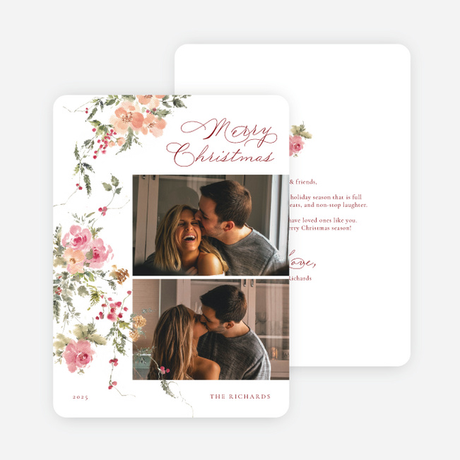 Polished Petals Christmas Cards - Red