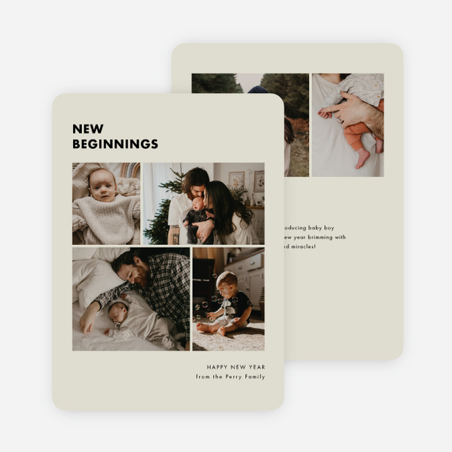 Structured Start New Year Cards and Invitations - Beige
