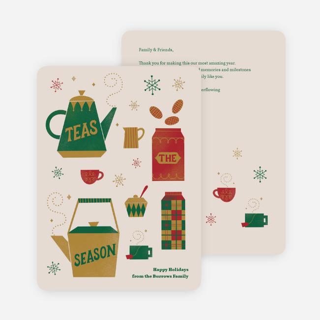 Teaful Tidings Holiday Cards and Invitations - Multi