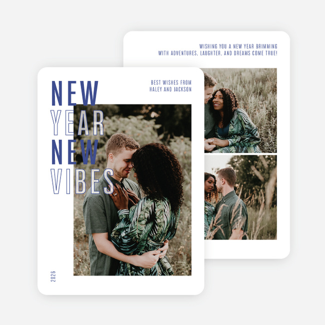 Bold New Vibes New Year Cards and Invitations - Blue